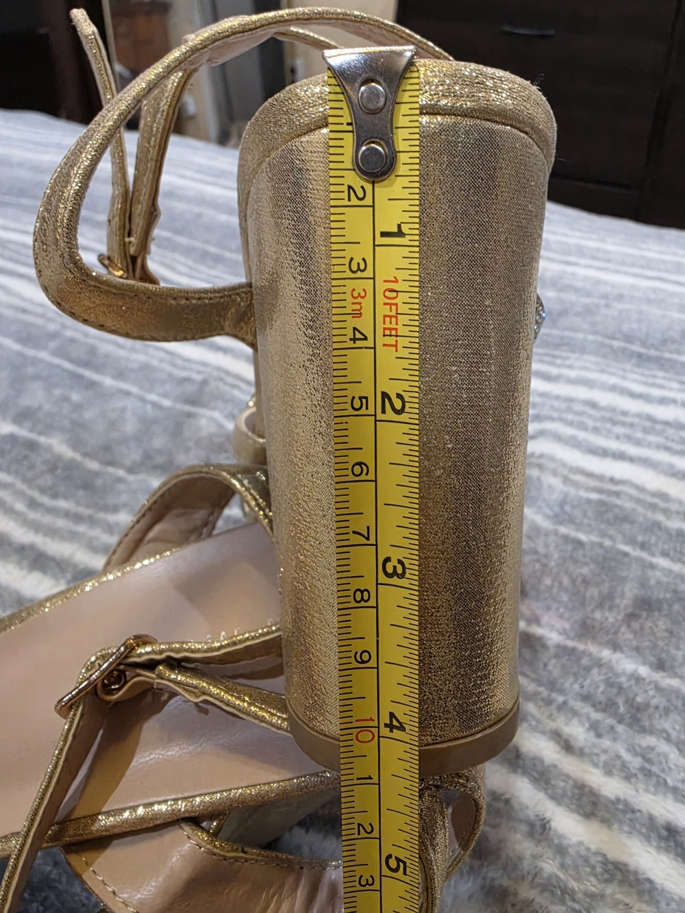 TOP Moda Gold Rhinestone Strappy Heels - Picture 5 of 5